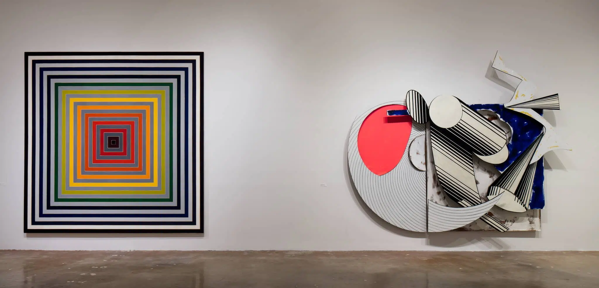An installation view of 2018 retrospective “Frank Stella: Experiment and Change,” at the NSU Art Museum Fort Lauderdale.