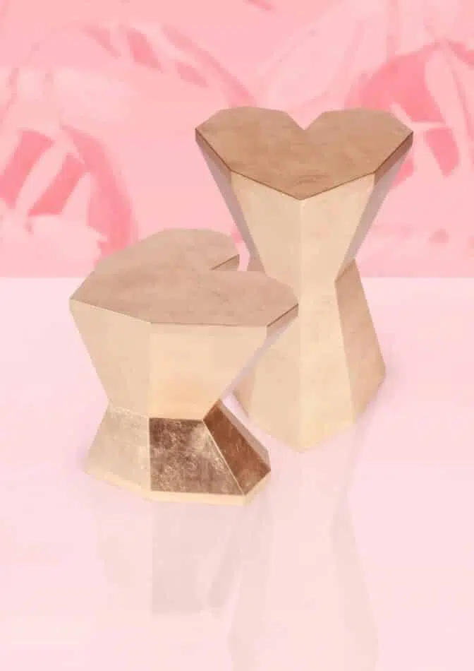 Golden Royal Stranger Queen Heart short and tall side tables