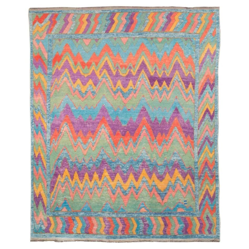 Modern handmade Turkish shag rug