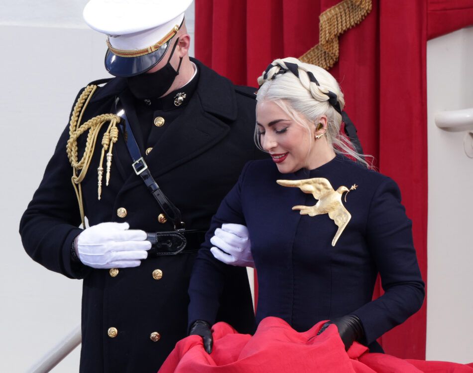 Lady Gaga in Schiaparelli at the inauguration of President Joe Biden in January 2021