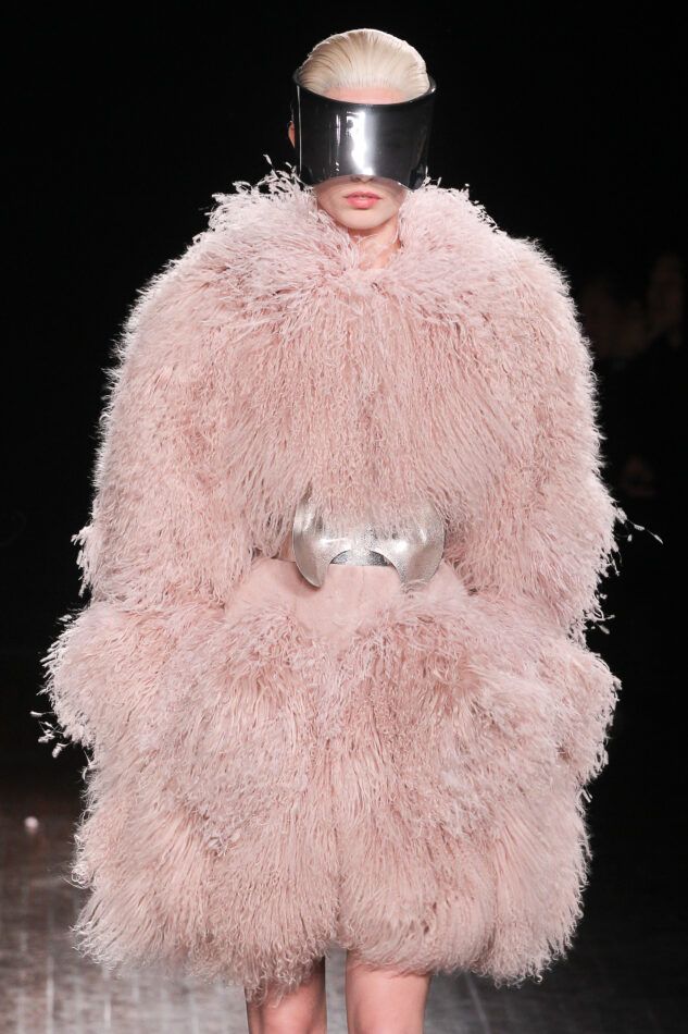 Sarah Burton for Alexander McQueen pink fur coat 