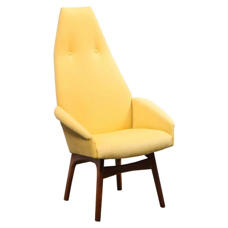 Adrian Pearsall for Craft Associates high-back chair in walnut and Loro Piana cashmere, 1970s