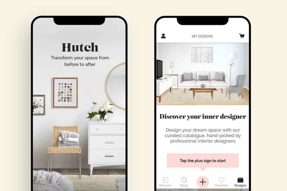 Images of the hutch app in use on two iPhones next to each other