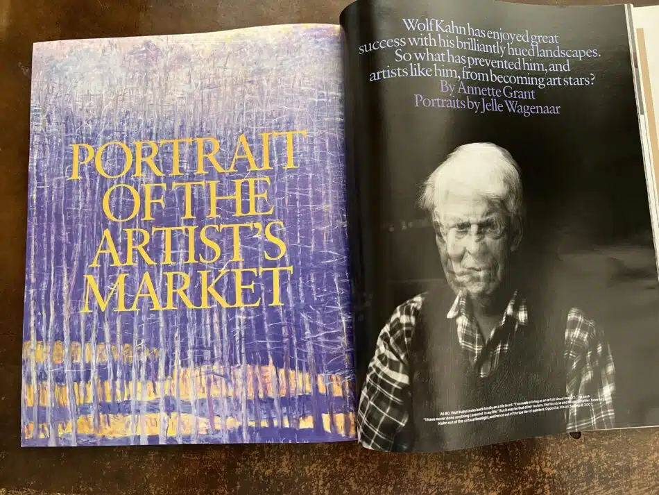 A magazine spread from an article about Wolf Kahn