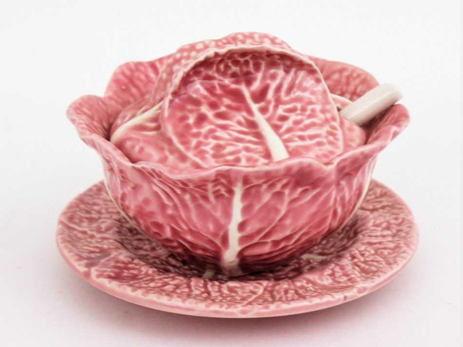 Pink cabbage glazed ceramic small tureen, 1960s