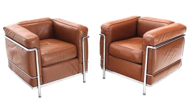 leather and steel armchairs
