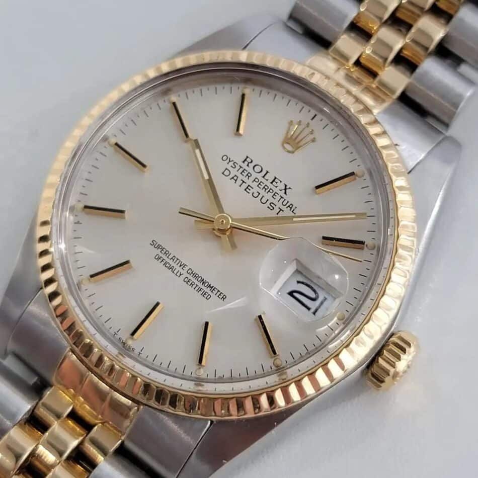 Rolex Datejust ref. 16013 with 18k-gold fluted bezel, 1980s