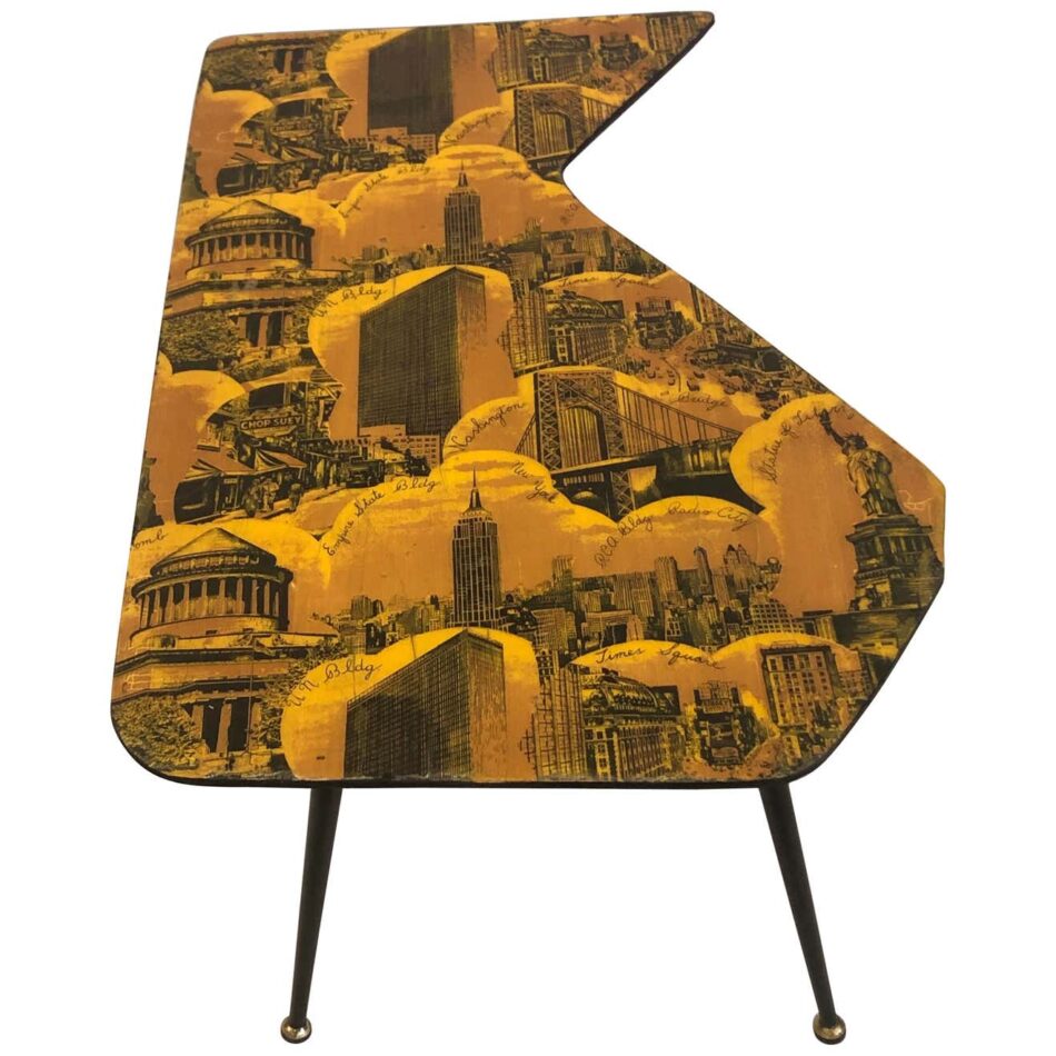 New York City-themed cocktail table by Piero Fornasetti