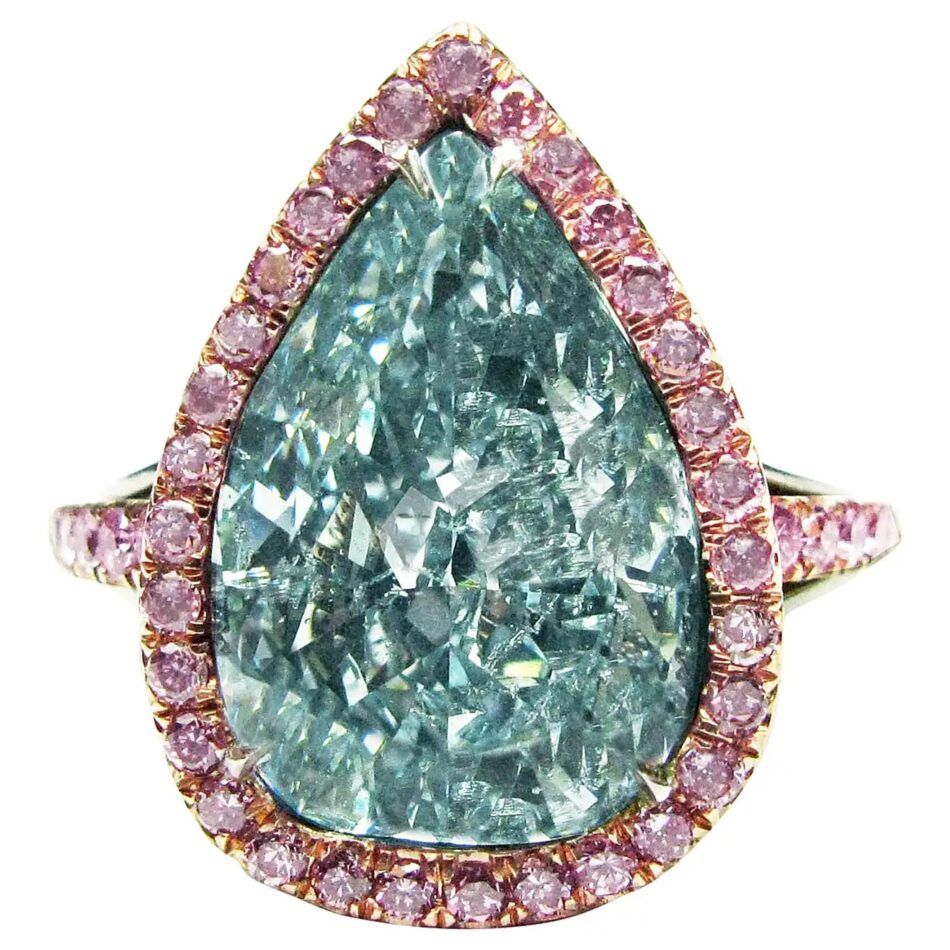 J. Birnbach fancy greenish-blue diamond ring, 2014