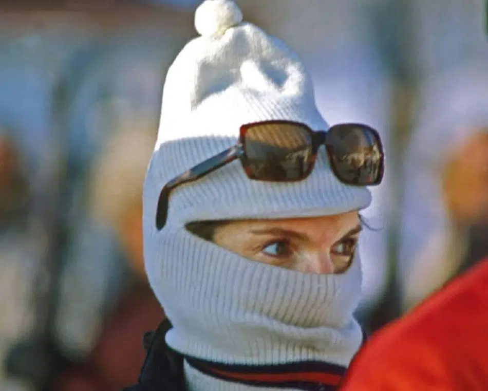 Jackie Kennedy in a Ski Mask, 1968, by Harry Benson