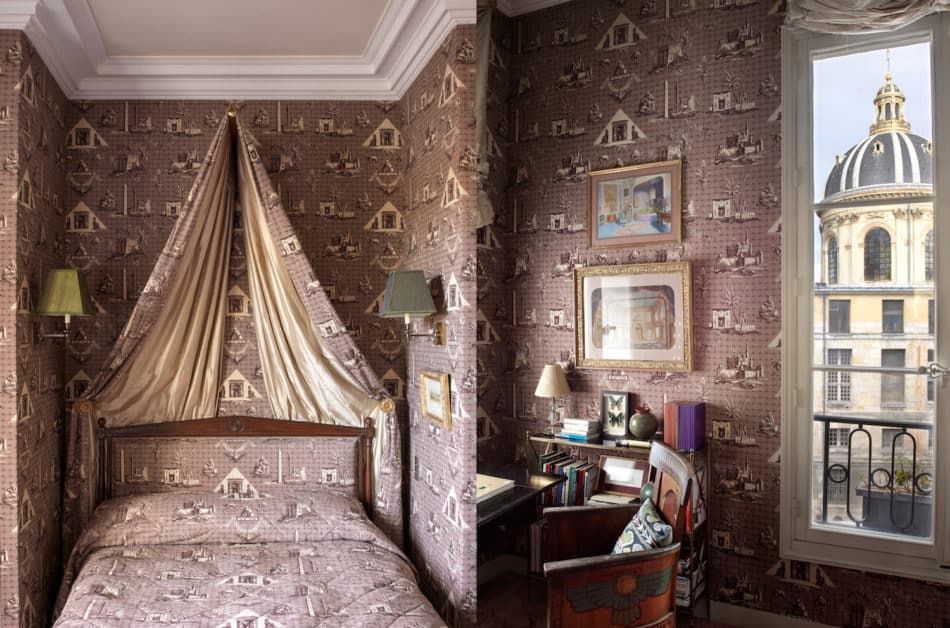 guest bedroom in Jamie Creel's Paris apartment