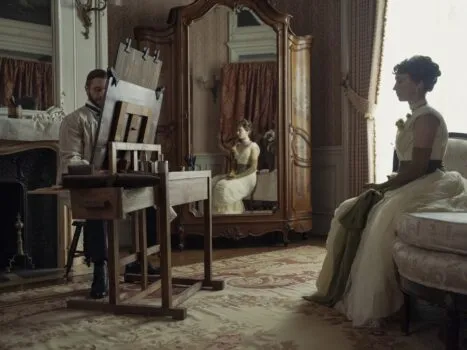 John Singer Sargent sits at an easel across from Gladys Russell