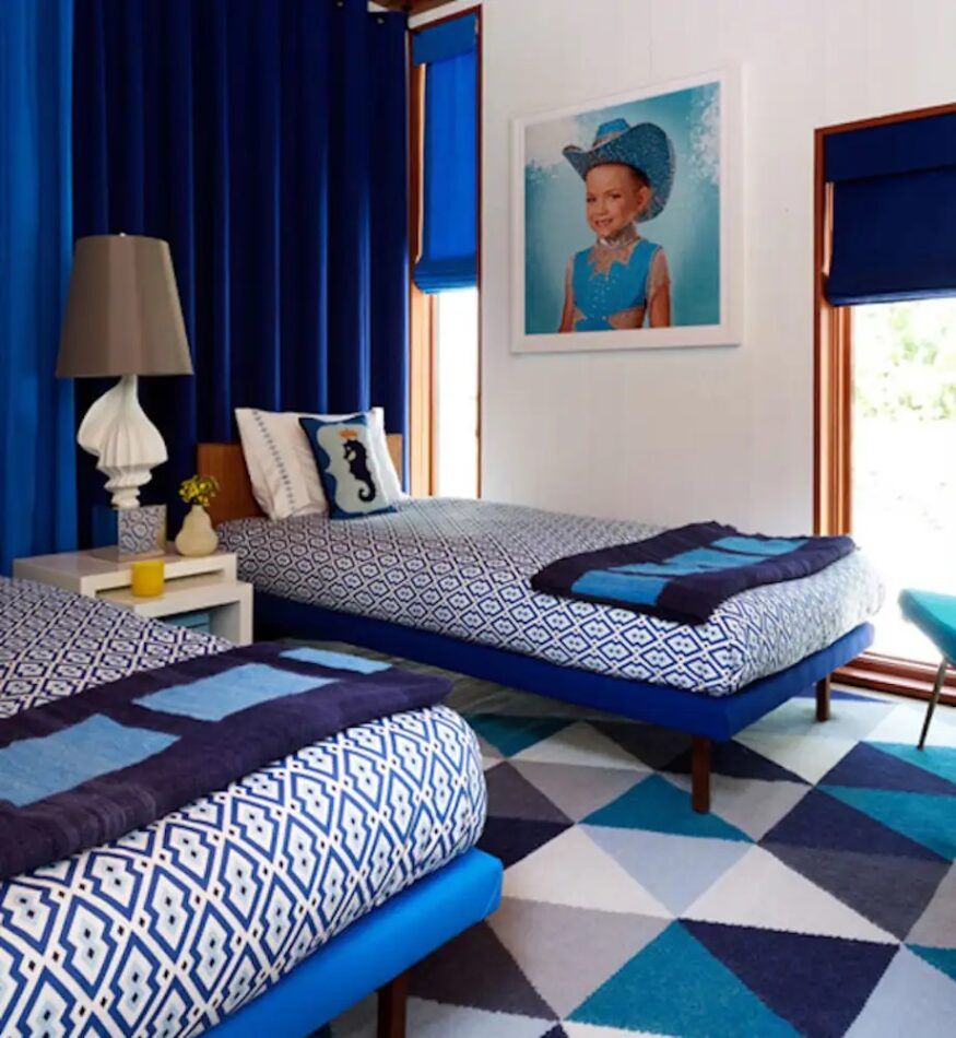 Blue bedroom by Jonathan Adler