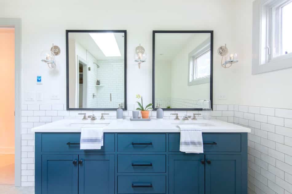 blue and white bathroom by Emily Tucker