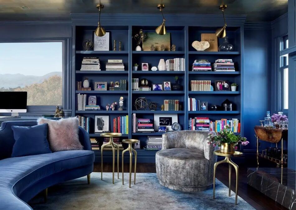Blue living room by Kendall Wilkinson