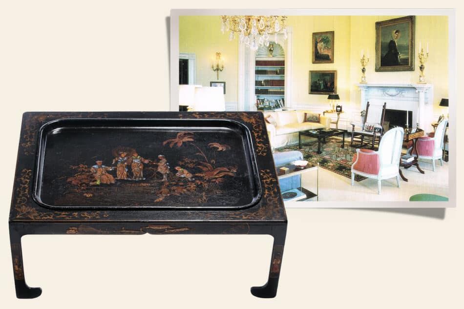 black lacquer tea table from the Kennedy White House