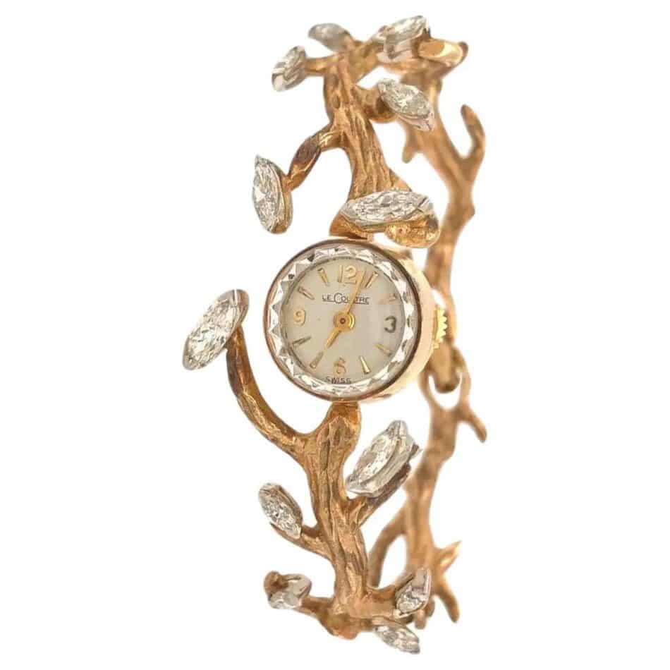 Le Coultre gold and marquise-cut-diamond dress watch, ca. 1950