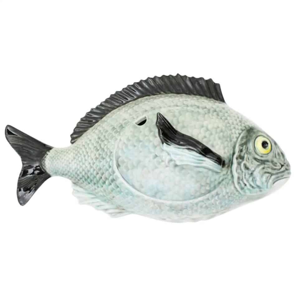 A tureen in the shape of a Majolica fish