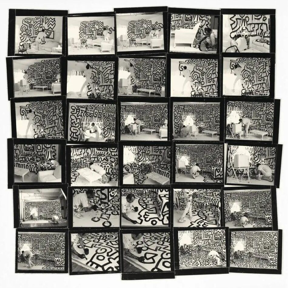 Keith Haring (contact sheet), New York City, 1986, by Annie Leibovitz