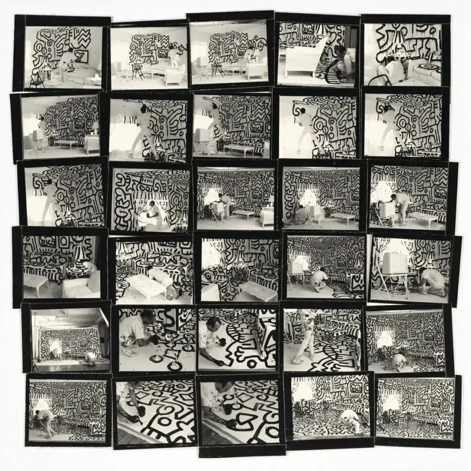 Keith Haring (contact sheet), New York City, 1986, by Annie Leibovitz