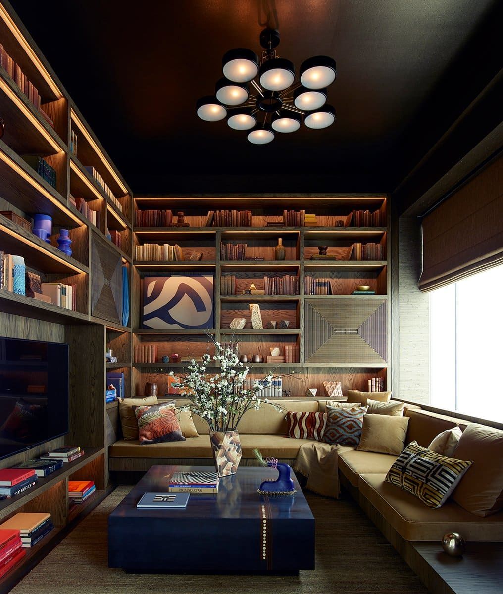 New York penthouse library by Kelly Behun