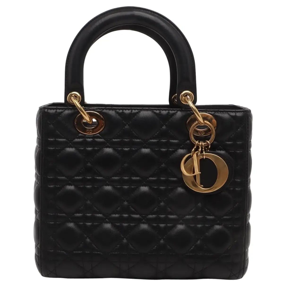 Black lambskin lady dior bag