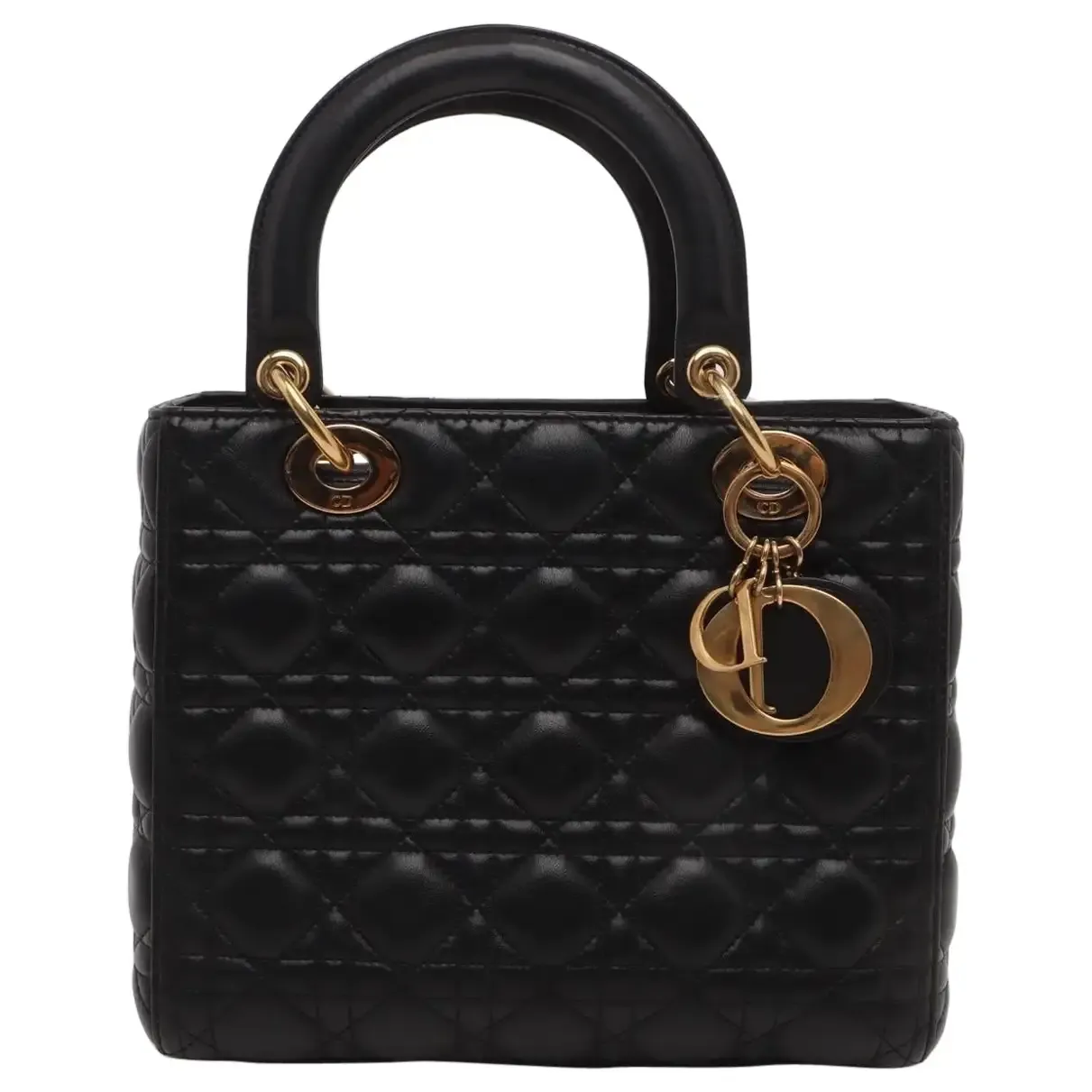 Black lambskin lady dior bag