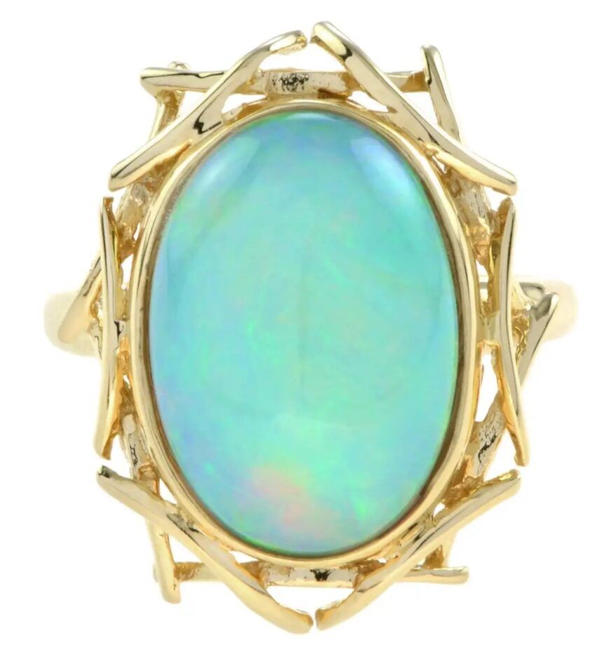 Lilly M. cocktail ring with 6.5-carat Ethiopian opal in 18k yellow gold