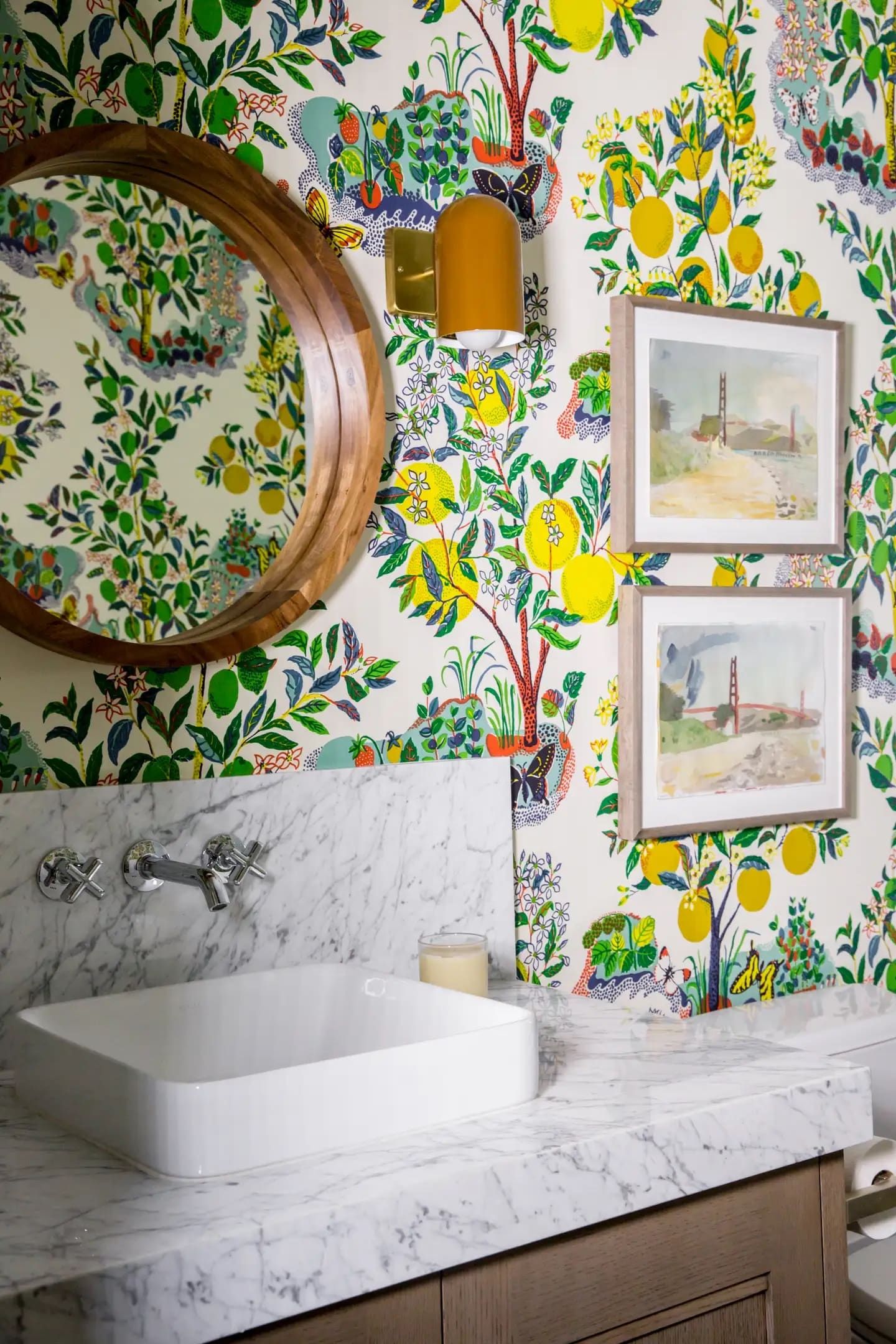 Redmond Aldrich floral bathroom