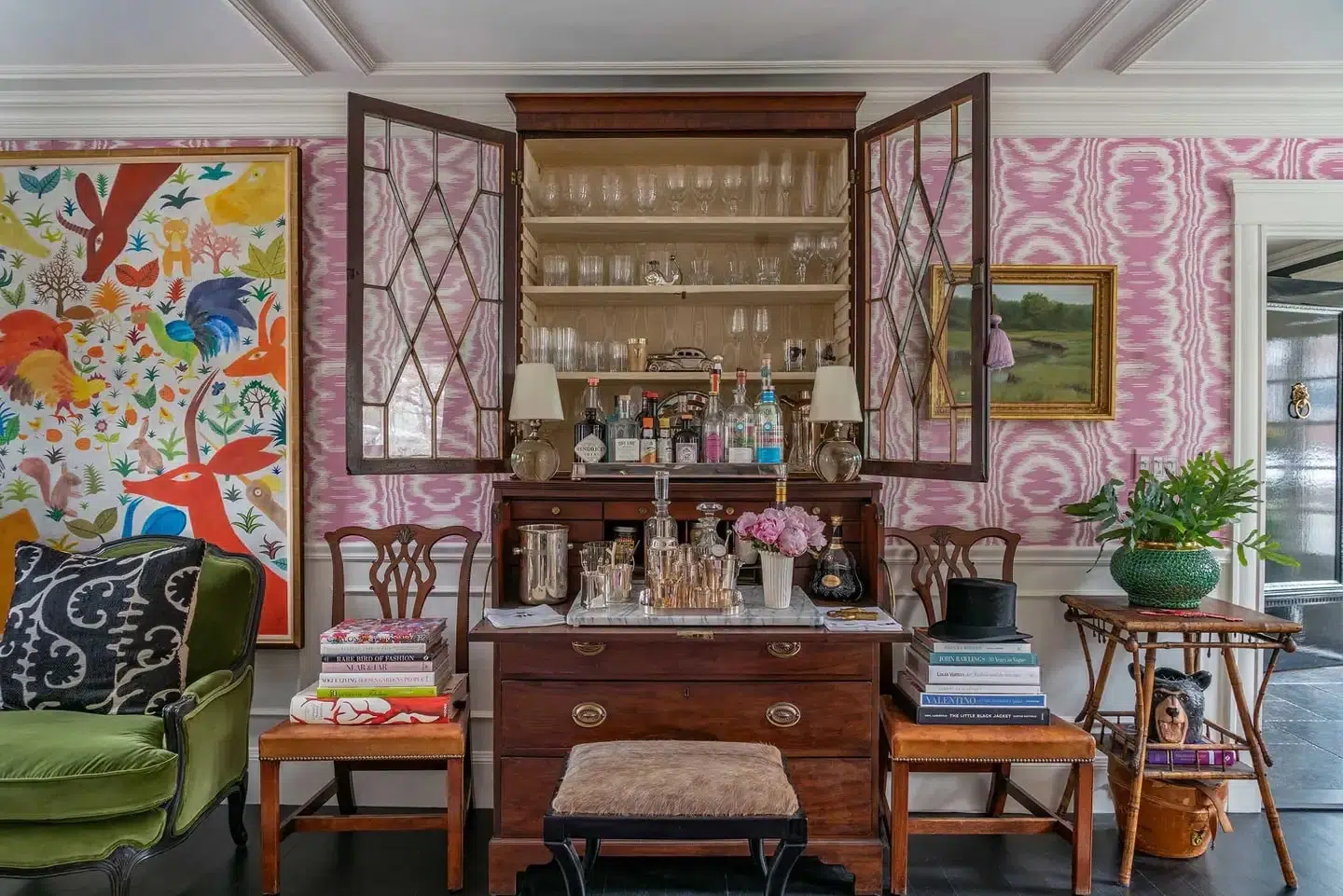 Interior with a converted secretary desk in Cherry Hill, Massachusetts designed by Liz Caan