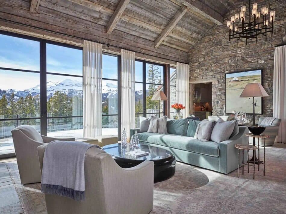 Living room of a Montana home designed by WRJ Design Associates
