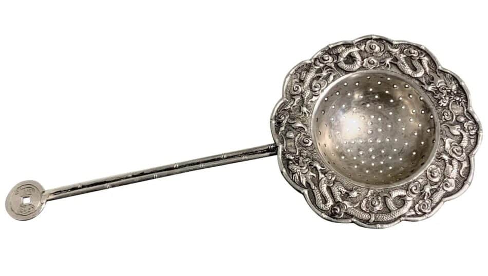 Chinese Qing dynasty silver tea strainer, Late 19th Century, offered by Lotus Gallery