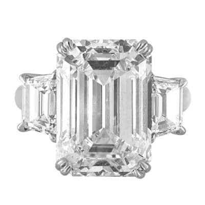 A 13-carat GIA-certified Emerald cut diamond offered by Designs MJS.