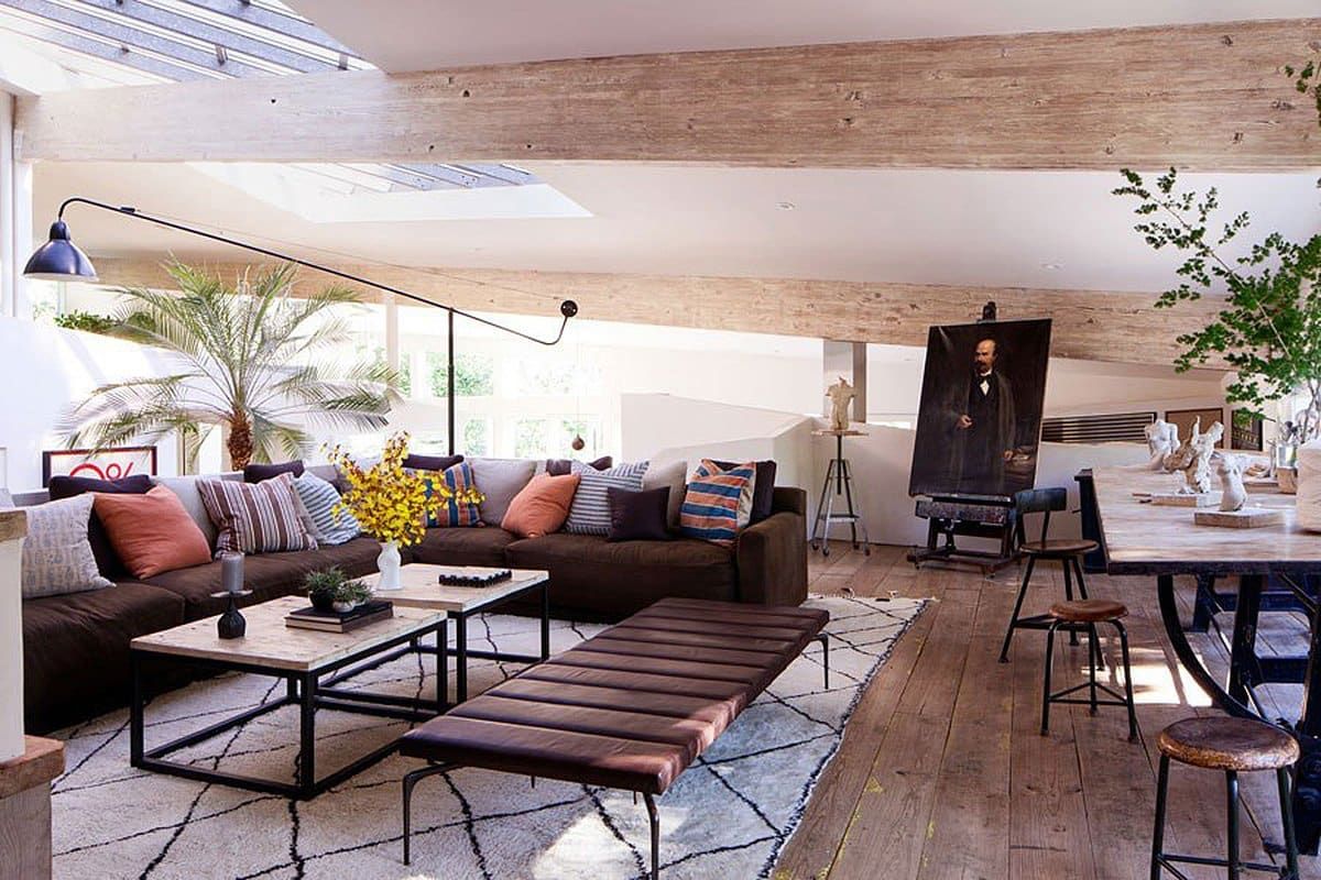 The art studio of Patrick Dempsey's Malibu family house with revamped interiors by Estee Stanley of Hancock Design.