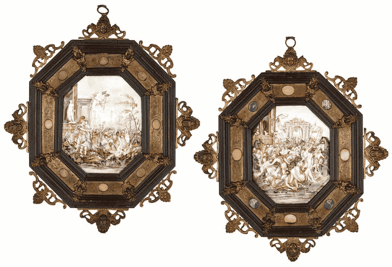 Pair of Italian Capodimonte painted porcelain plaques, 19th century