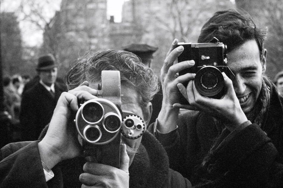 Paul McCartney's photograph of press photographers in Central Park in New York in 1964.