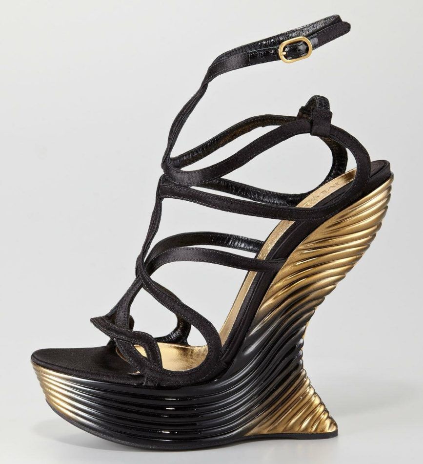 McQueen Oyster Shell Wedge Sandals