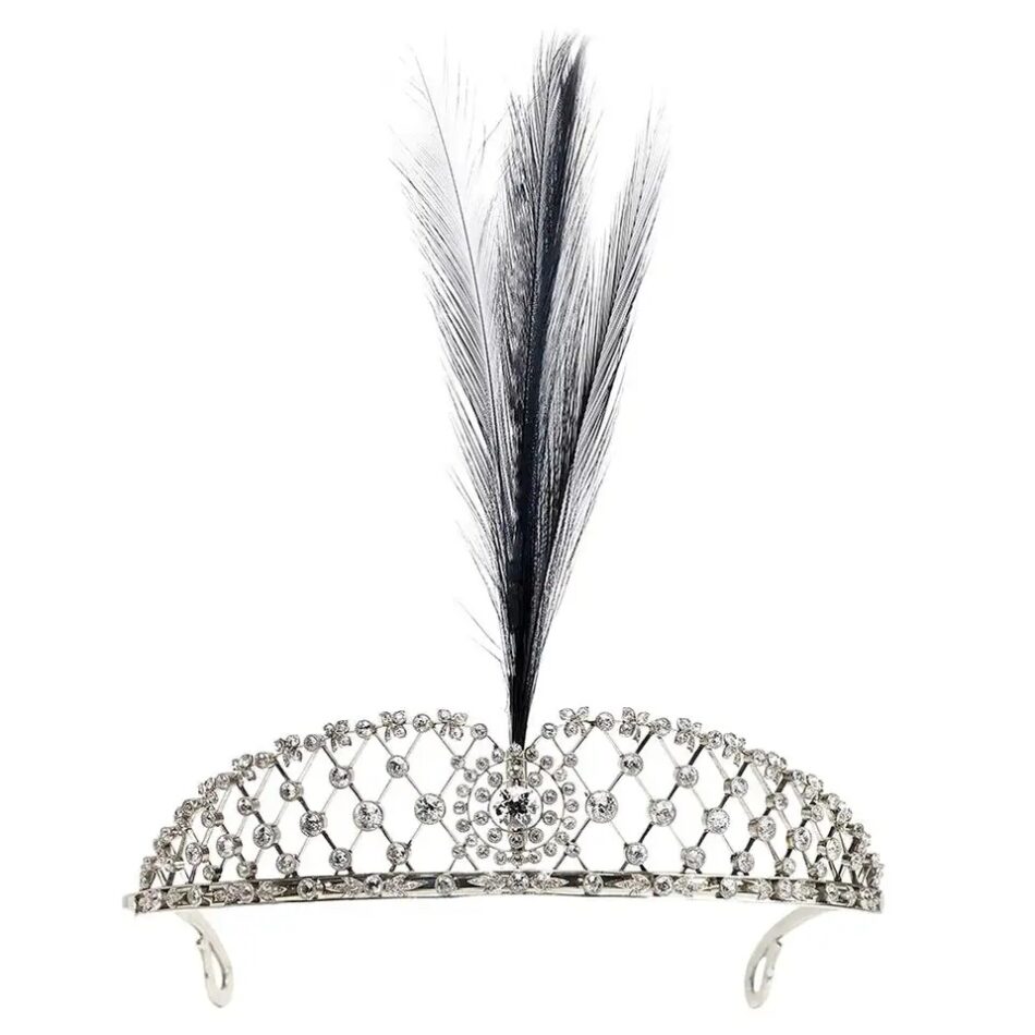 Edwardian diamond and platinum feather tiara, 1905, offered by Moira Fine Jewellery