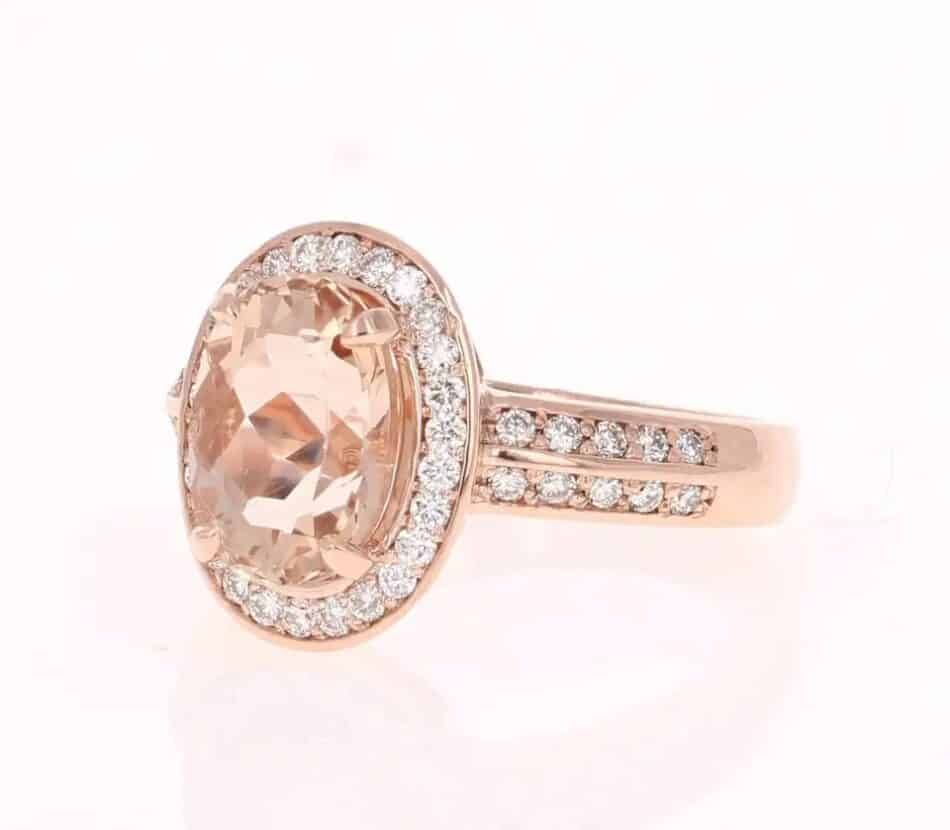 Morganite and diamond ring, 2017, offered by Roshe Jewels