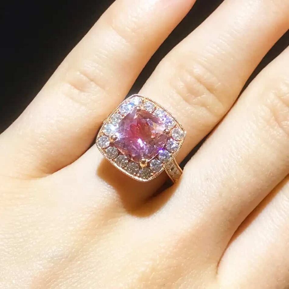 Morganite and diamond ring, 2020, offered by Five Star Jewelry