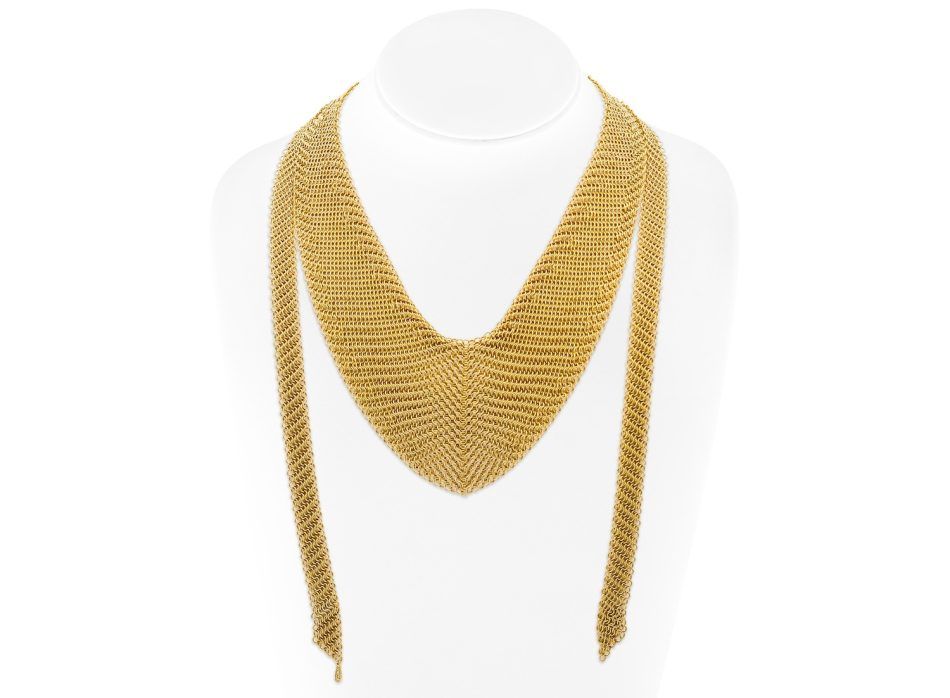 Tiffany & Co. Elsa Peretti Mesh Gold Bib Scarf Necklace