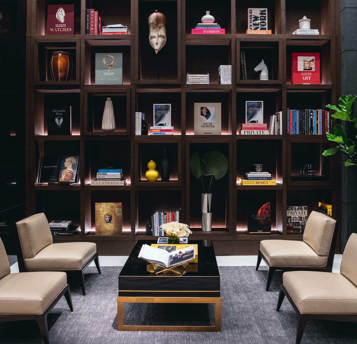 The library at 277 5th Avenue, a luxury condominium in Manhattan, designed by Alex Assouline