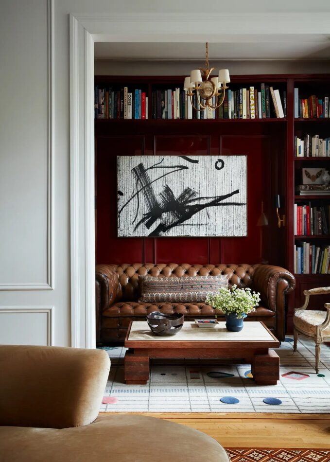 The library of a New York apartment designed by Neal Beckstedt
