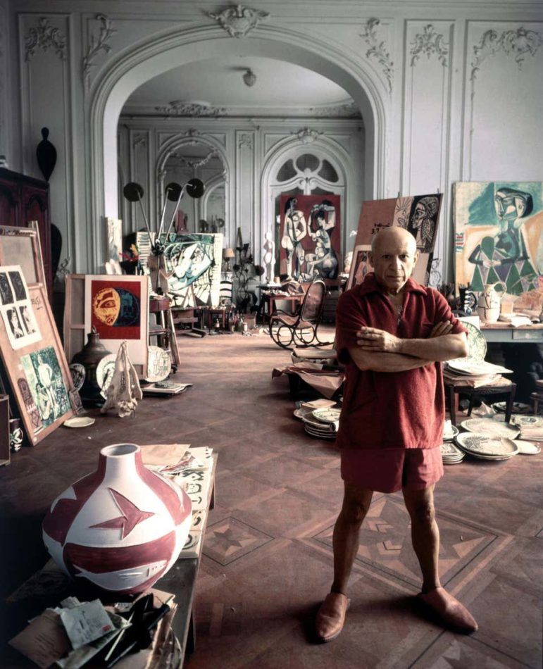 Picasso in his Studio, Cannes, 1956, by Arnold Newman