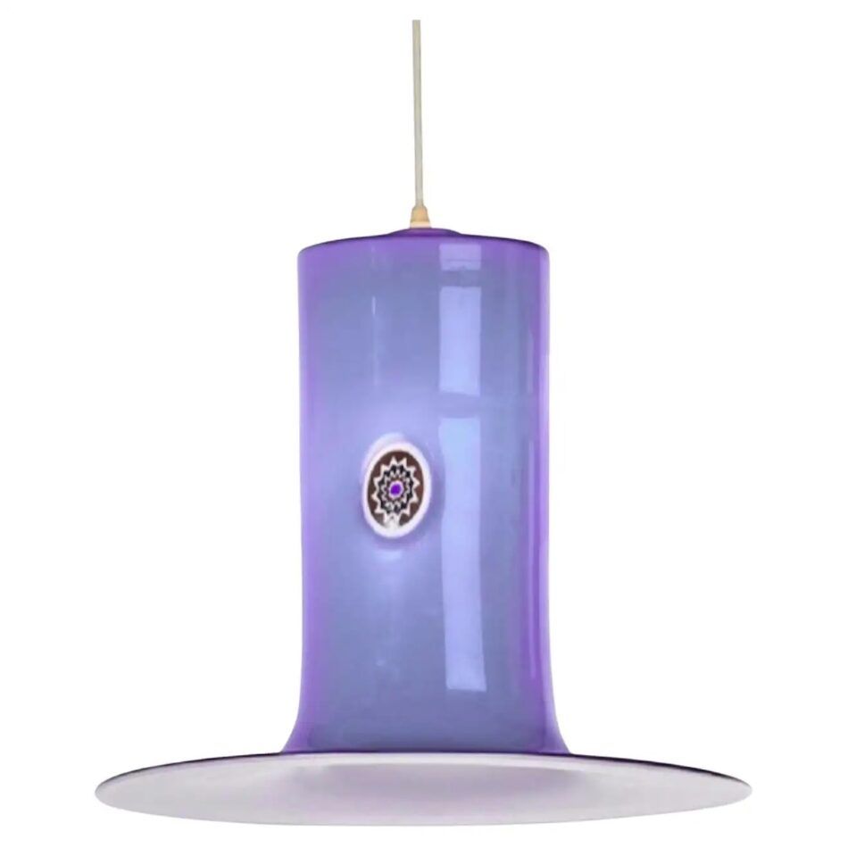 Alessandro Pianon for Vistosi Murano purple glass pendant, 1960s