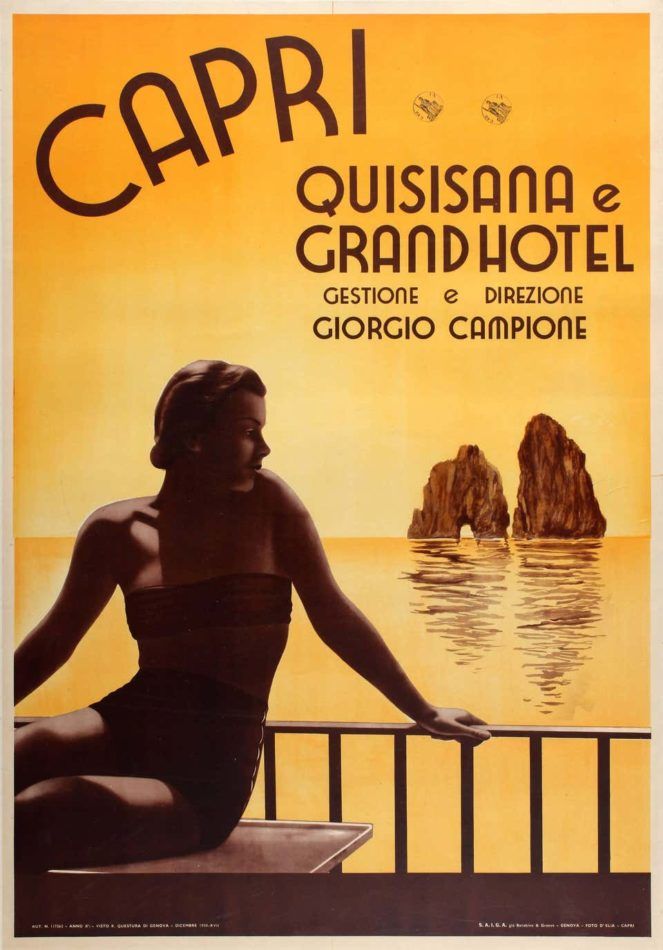 Poster ad for Capri's Grand Hotel Quisisana, 1938