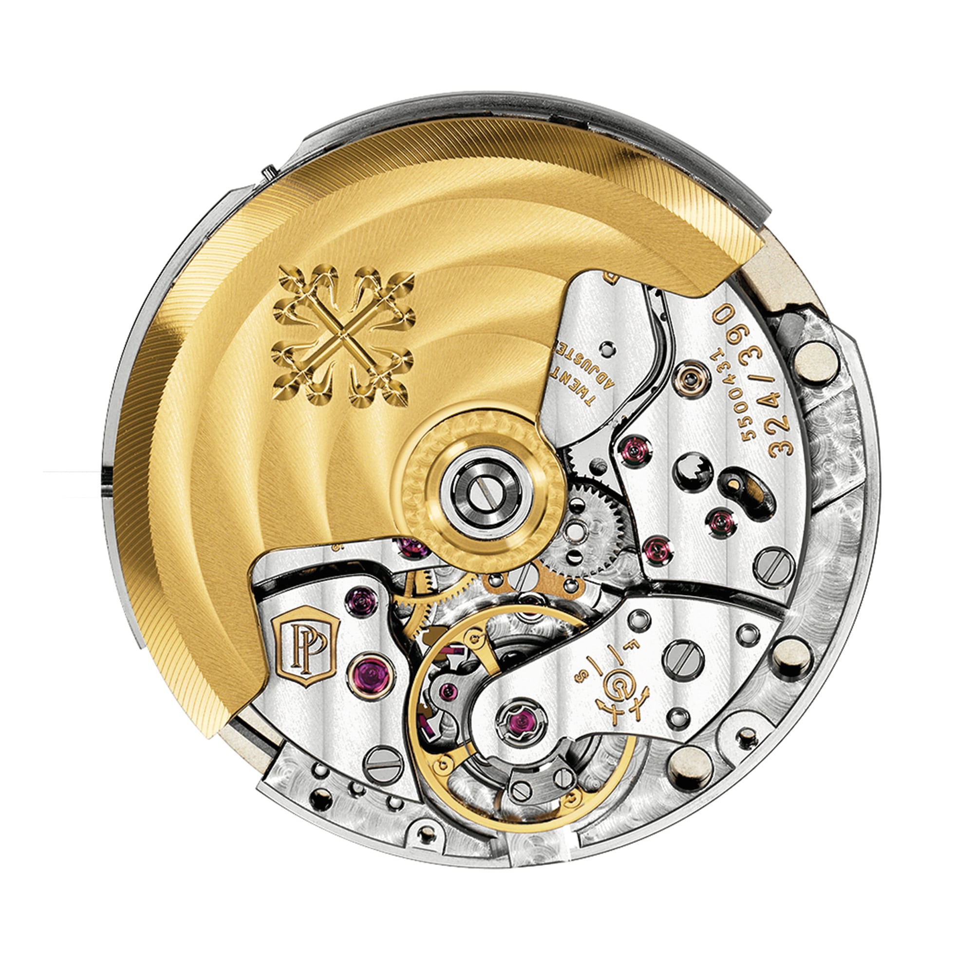 Patek Philippe’s Caliber 324 S C is marked with the double P of the Patek Philippe Seal.