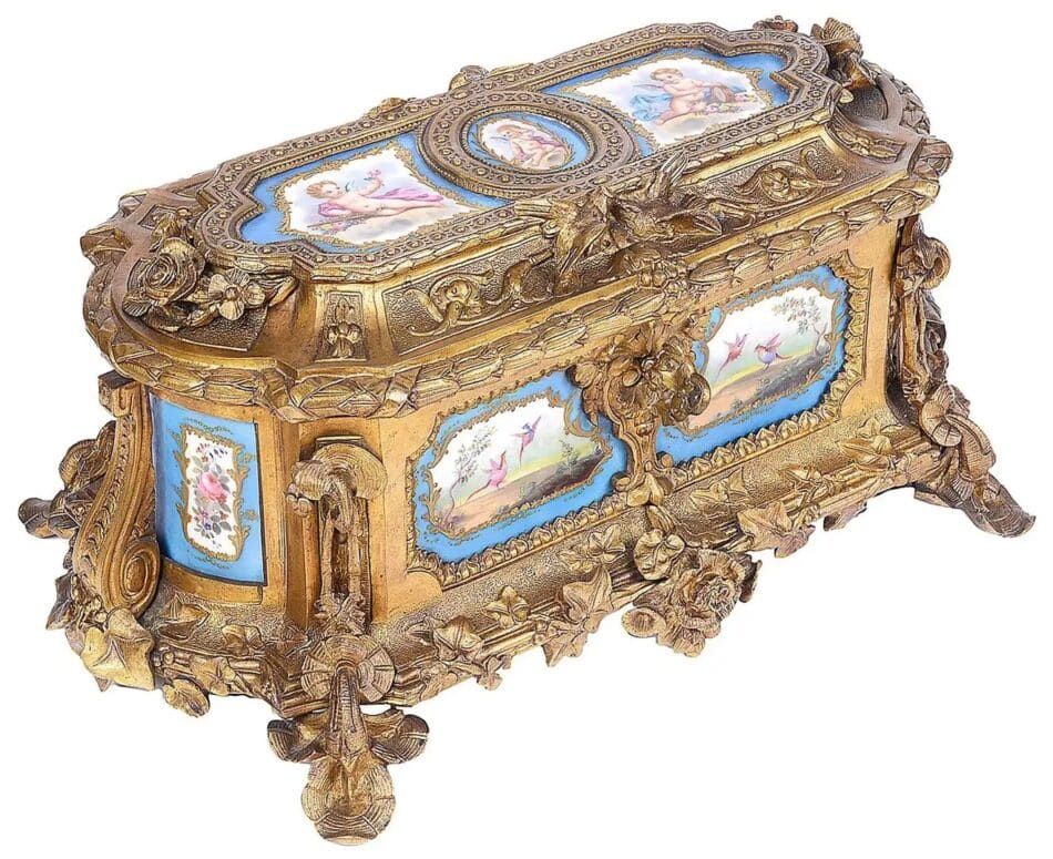 French Sevres Style Porcelain and Ormolu Casket