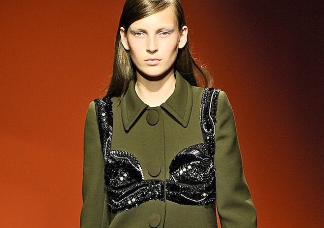 How to Transition the Peekaboo-Bra Trend to Fall? With This Beaded Prada Coat