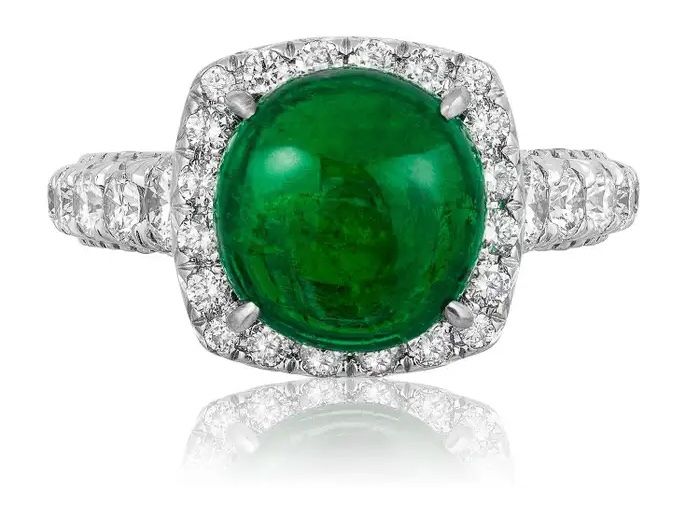 Andreoli 3.50 Carat Emerald Diamond 18 Karat White Gold Ring